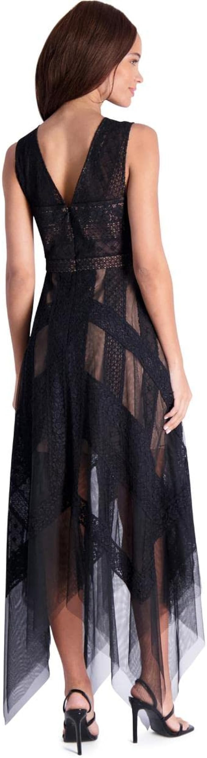BCBG Max Azria Andi Women’s Asymmetric Sleeveless Lace Handkerchief Dress | Amazon (US)