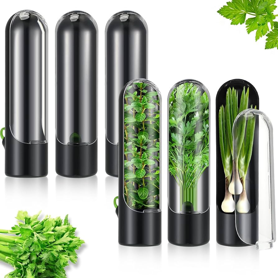 Mifoci 6 Pack Herb Saver Pod Herb Saver for Refrigerator Herb Keeper Cilantro Container Herb Stor... | Amazon (US)