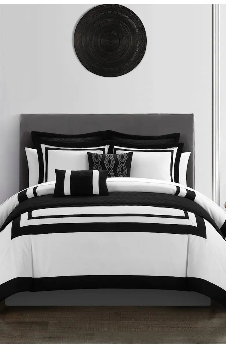 CHIC Lettice Hotel Collection Design Fish Scale Pattern King Comforter Set - Black - 8-Piece Set ... | Nordstrom Rack