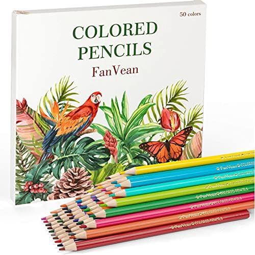 Colored Pencils 50 Count Adult Coloring Set Safety Colorful Gifts for Kids | Amazon (US)