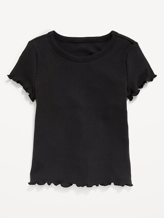 Short-Sleeve Rib-Knit Lettuce-Edge T-Shirt for Girls | Old Navy (US)