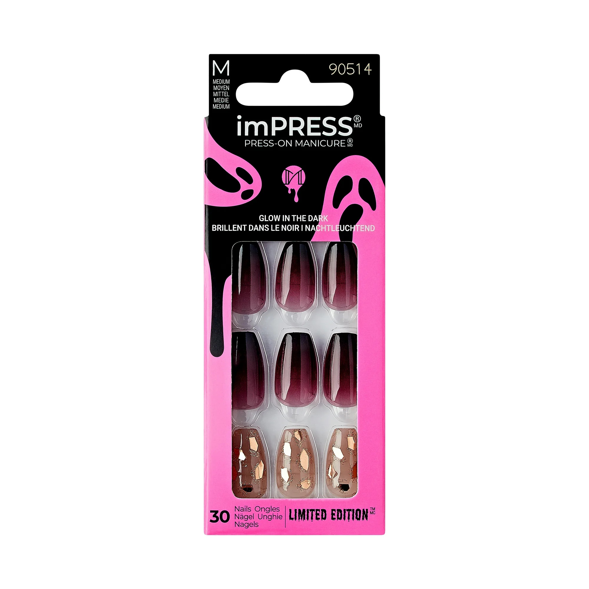 KISS imPRESS Press-On Manicure Halloween, Purple, Medium Length, Coffin Shape, 'Spell On You', 33... | Walmart (US)