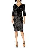 Star Vixen Women's Plus-Size 3/4 SLV Pinch Vfrt STR Velvet Bodycon Dress, Black Solid, 3X | Amazon (US)