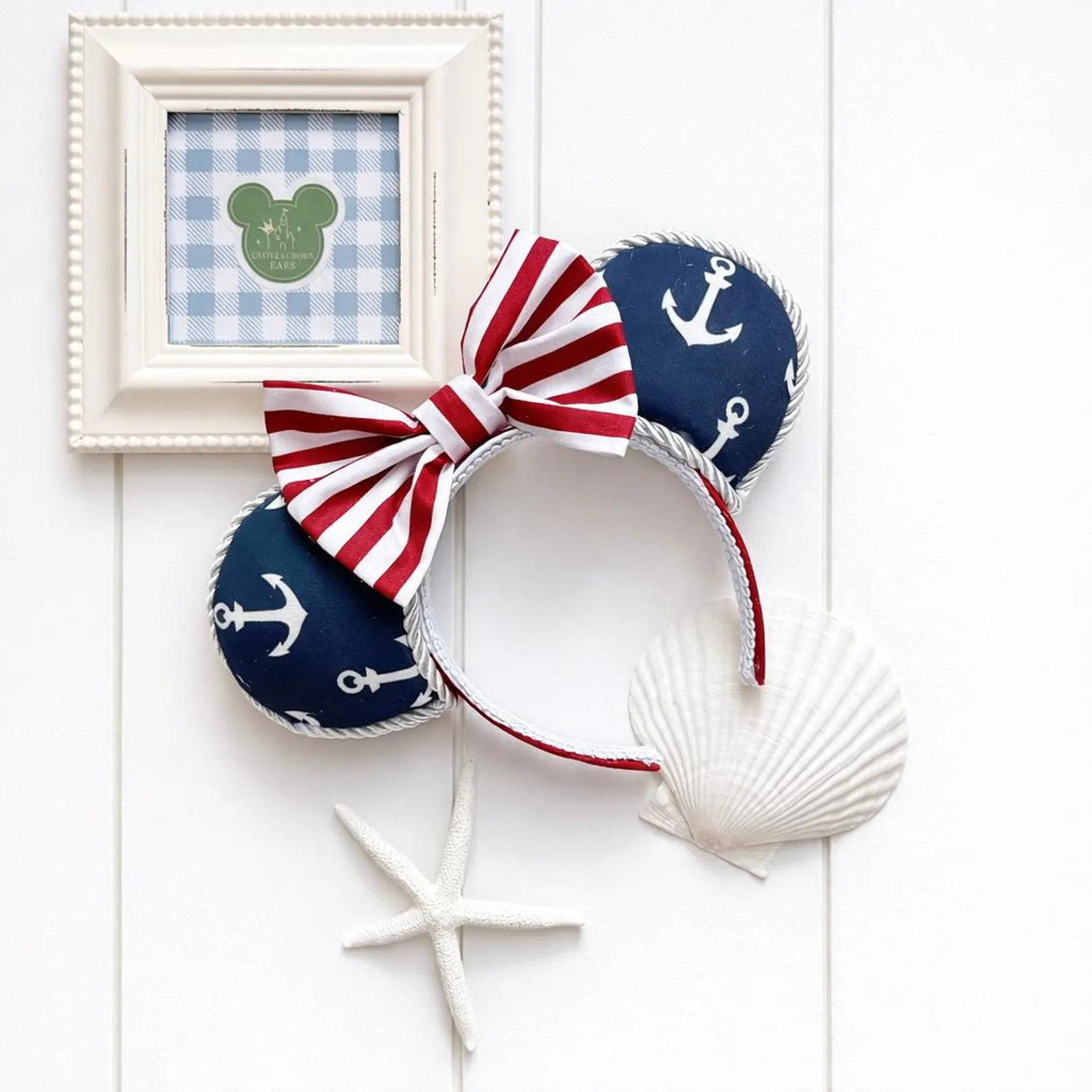 Anchors Away | Nautical Mouse Ears I Patriotic Red White Blue Disney I Cruise Ears I Handmade Pre... | Etsy (US)