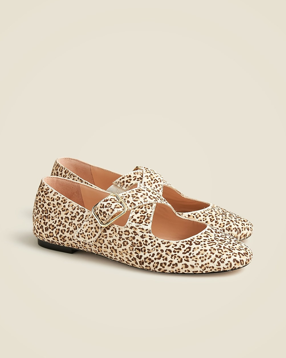 Logan crisscross Mary Jane ballet flats in leopard-print calf hair | J. Crew US