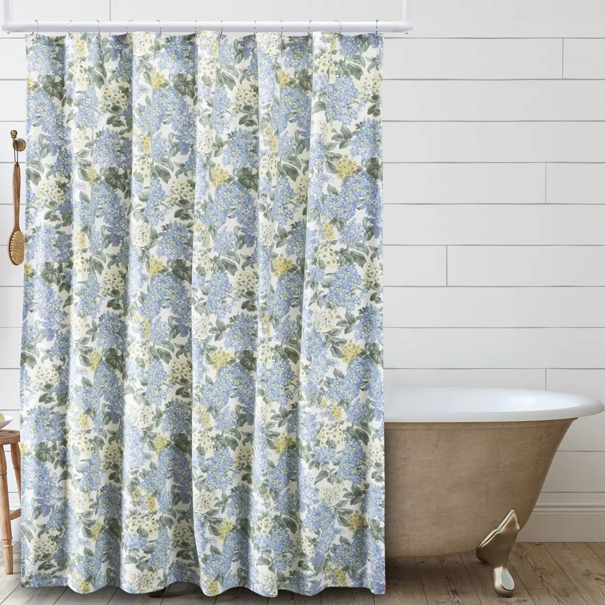 Ellis Hydrangea Classic Pattern Printed High Quality Piped Edge Button Holes Shower Curtain 72"x7... | Target