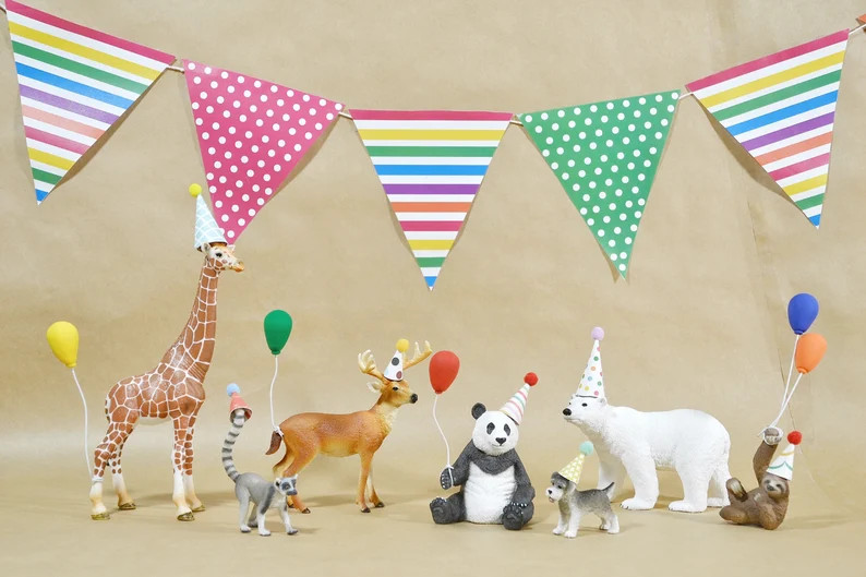Mini Party Hats for Animal Figures, Mini Balloons Plastic Party Animal Cake Topper, Mini Crown, B... | Etsy (US)