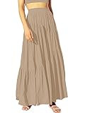 ANRABESS Women’s Boho Elastic High Waist Pleated A-Line Flowy Swing Asymmetric Tiered Maxi Long... | Amazon (US)