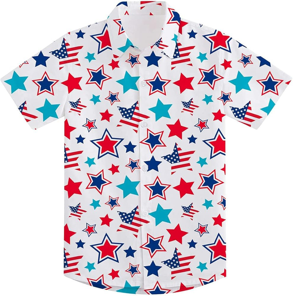 uideazone 2-10 Years Boys Button Down Shirts 3D Graphic Hawaiian Aloha Short Sleeve Dress Shirt T... | Amazon (US)