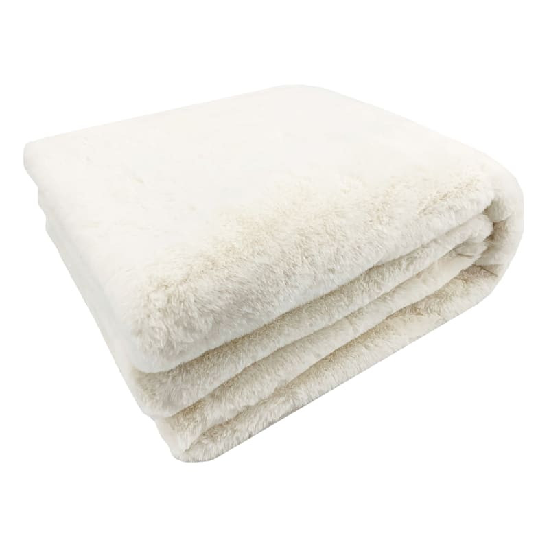 Ivory Faux Fur Throw Blanket, 50x60 | At Home
