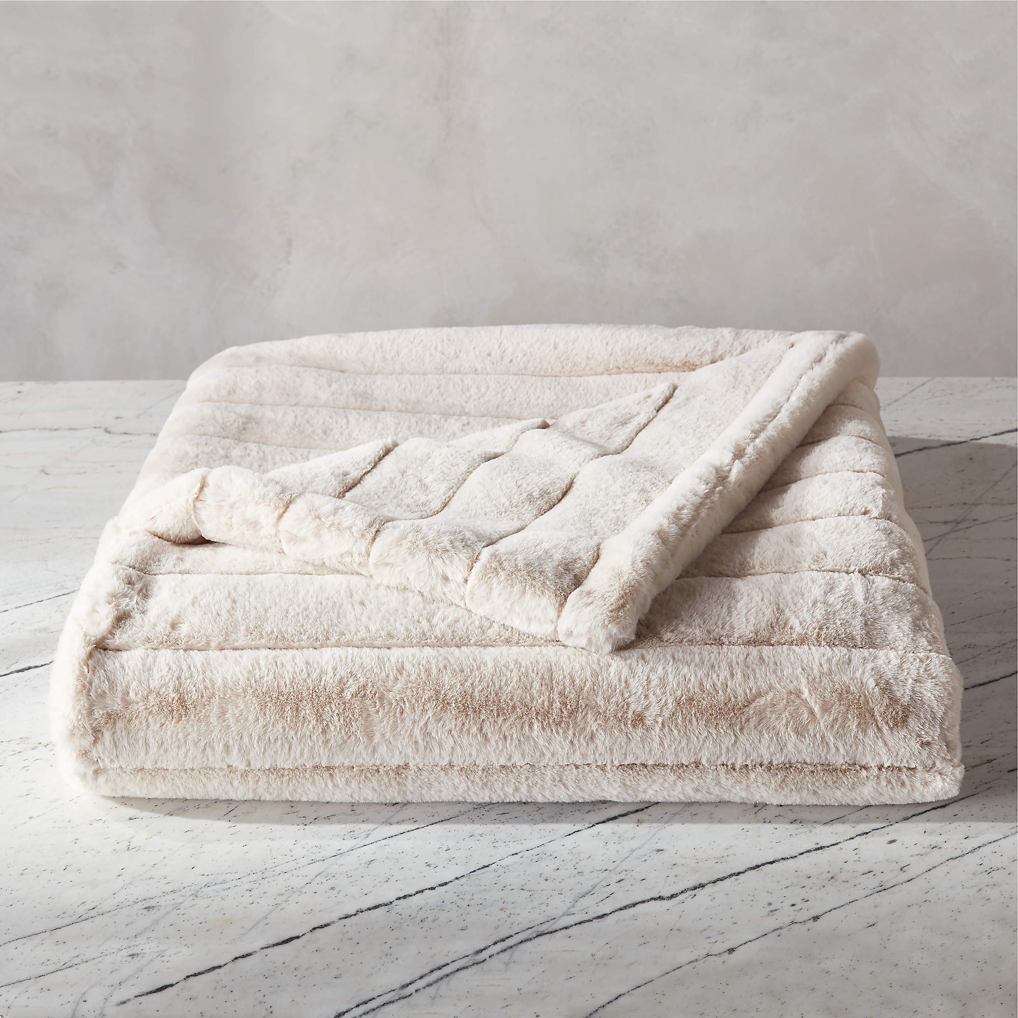 Channel Off-White Faux Fur Throw Blanket 50"x70" + Reviews | CB2 | CB2