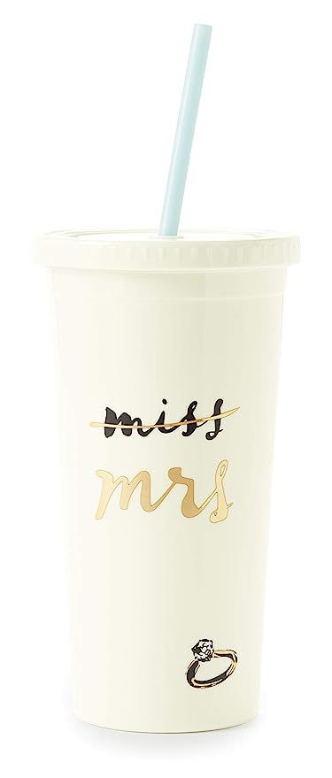 Kate Spade New York Bridal Insulated Tumbler with Reusable Straw, 20 Ounces, Miss to Mrs. (White) | Amazon (US)