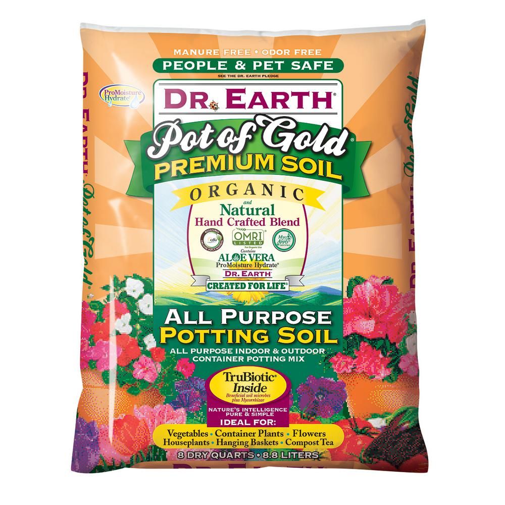 DR. EARTH 8 Qt. Pot of Gold All Purpose Potting Soil-813X - The Home Depot | The Home Depot