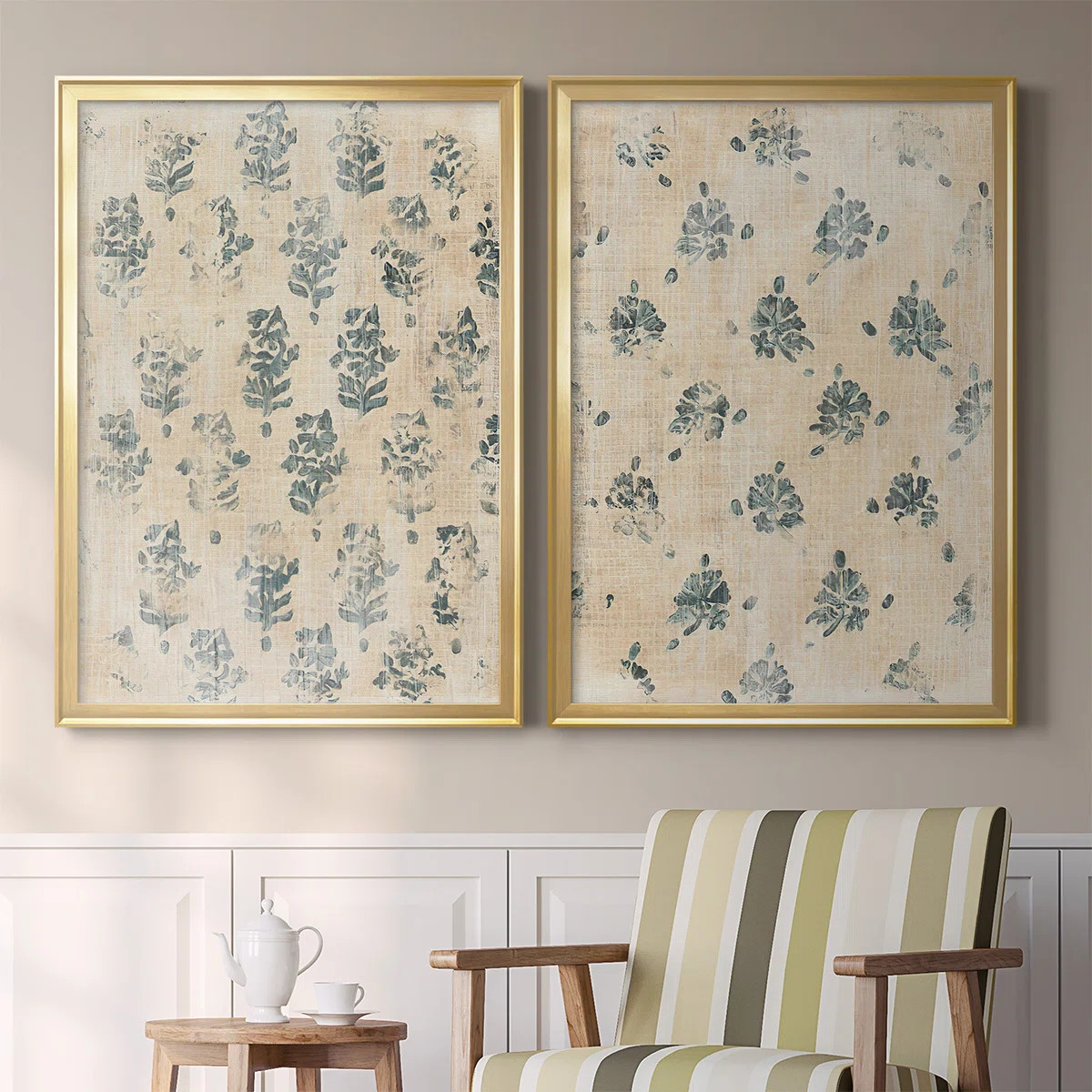 " Vintage Blockprint I " 2 - Pieces | Wayfair North America