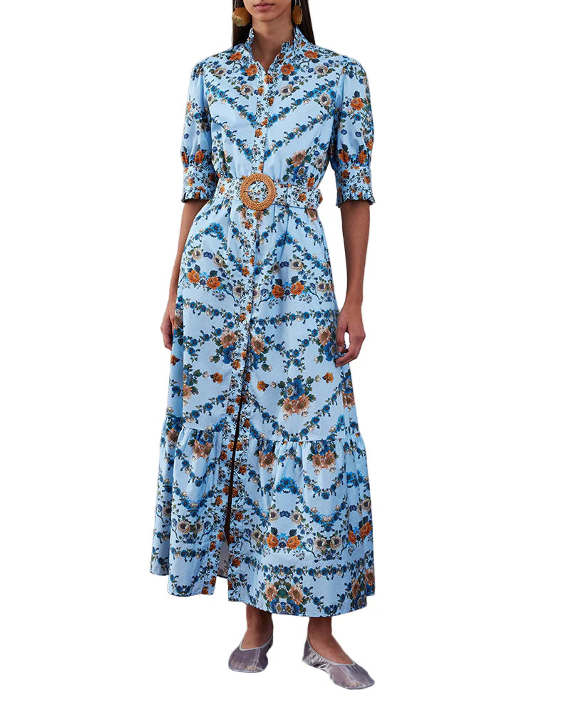 Marni Cotton Maxi Dress in Magical Blossom Blue | Over The Moon