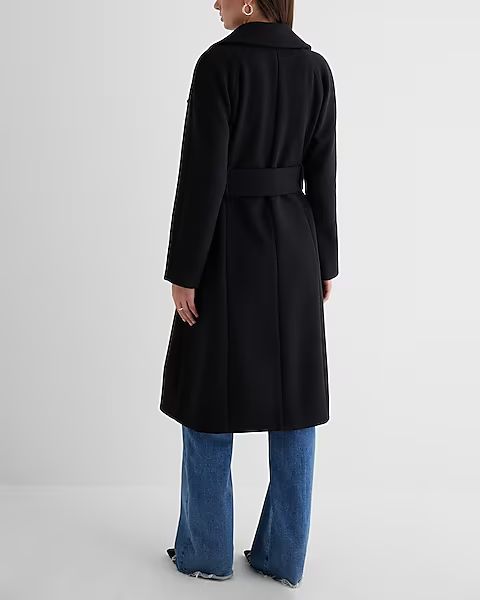 Faux Wool Double Breasted Signature Wrap Coat | Express (Pmt Risk)