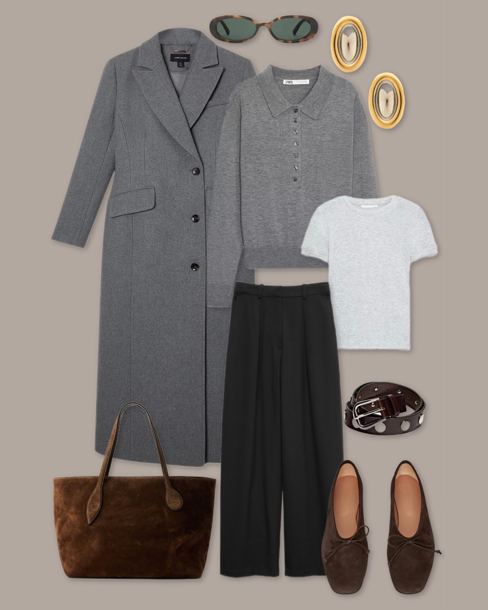 Autumn outfit 

Grey long coat
Black wide leg trousers 
Brown suede tote bag

Workwear office outfit smart casual 

#LTKworkwear #LTKautumn #LTKuk