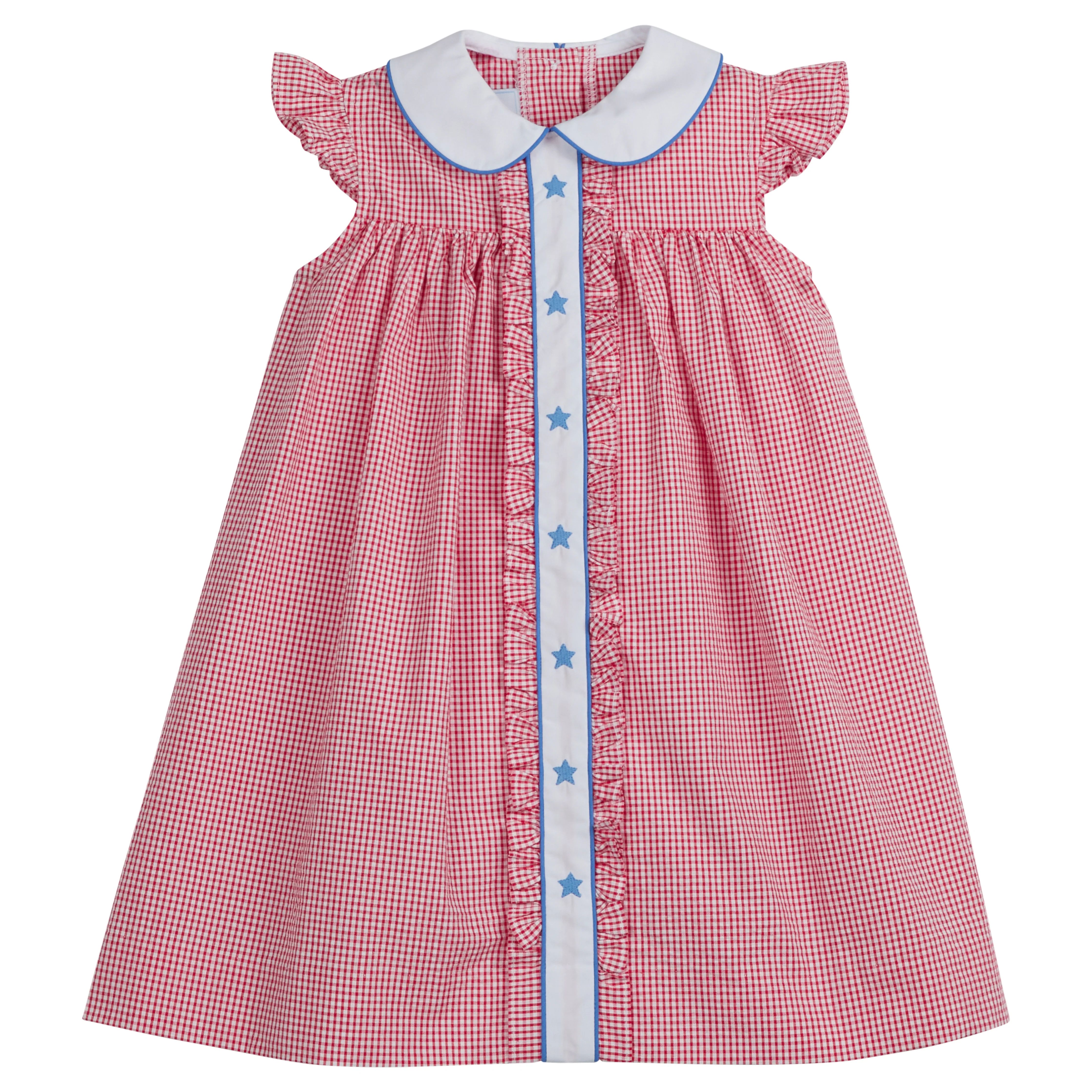 Girl's Stars Ruffle Dress - Kid's Seersucker Outfit | Little English