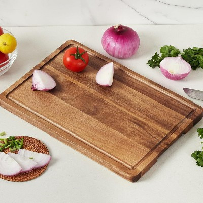 Acacia Wood Cutting Boards for Kitchen, Solid Wood Butcher Block Cutting Board with Juice Grooves and Handle | Target