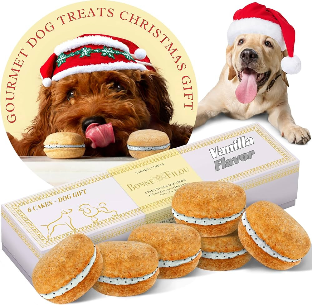 Bonne et Filou Christmas Gourmet Dog Treats Dog Macarons Human Grade Dog Gift Box Healthy and Del... | Amazon (US)