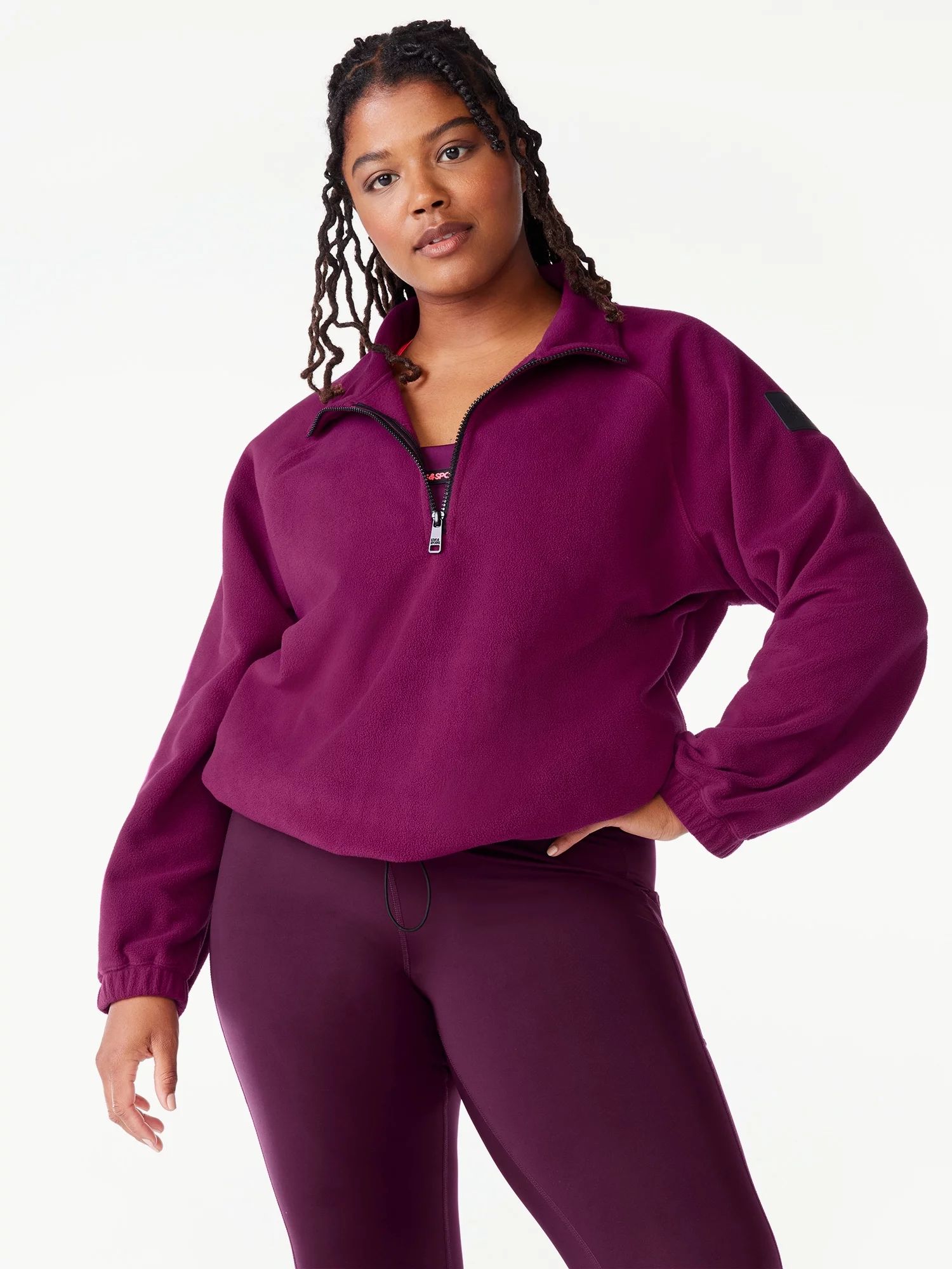 Love & Sports Women's Quarter Zip Fleece Pullover, Sizes XS-XXXL - Walmart.com | Walmart (US)