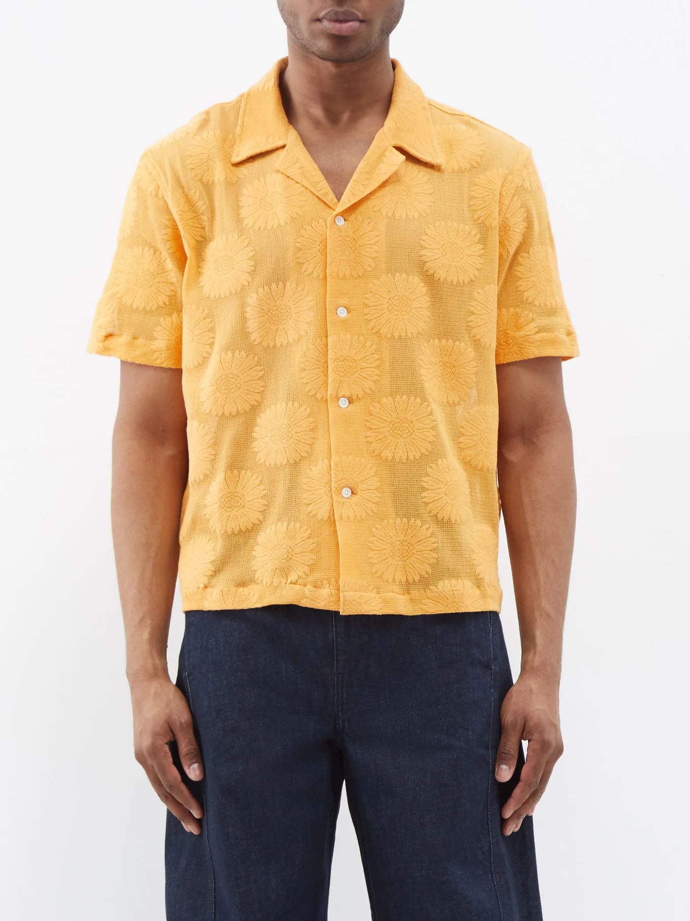 Sunflower-embroidered cotton-blend shirt | Bode | Matches (US)