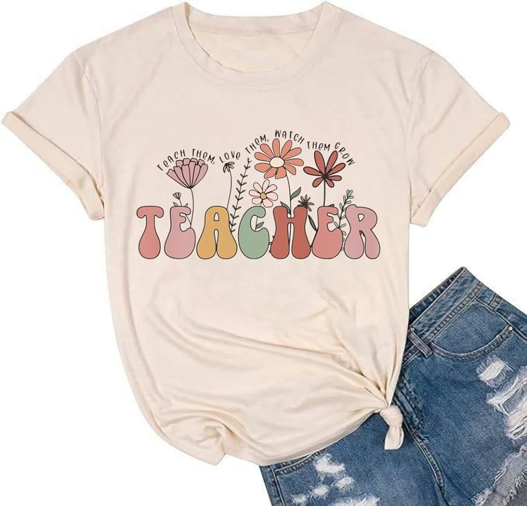 Women Teach Them Love Them Watch Them Grow Wildflower Teacher Shirts Summer Inspirational Teachin... | Amazon (US)