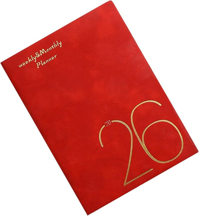 2026 Weekly Planner, Leather Hardcover Academic Planner with Monthly & Weekly Calendar Pages, 5 C... | Amazon (US)