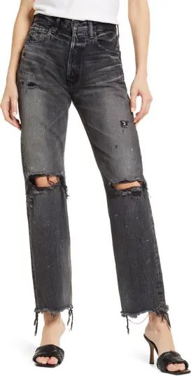 MOUSSY VINTAGE Odessa Distressed High Waist Wide Straight Leg Jeans | Nordstrom | Nordstrom