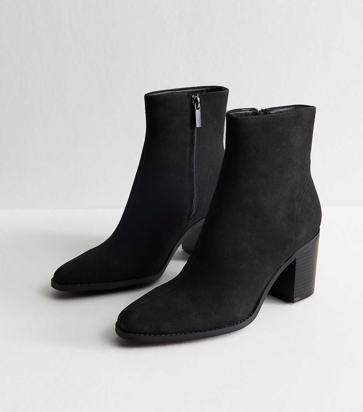 Black Faux Suede Almond Toe Ankle Boots | New Look | New Look (UK)