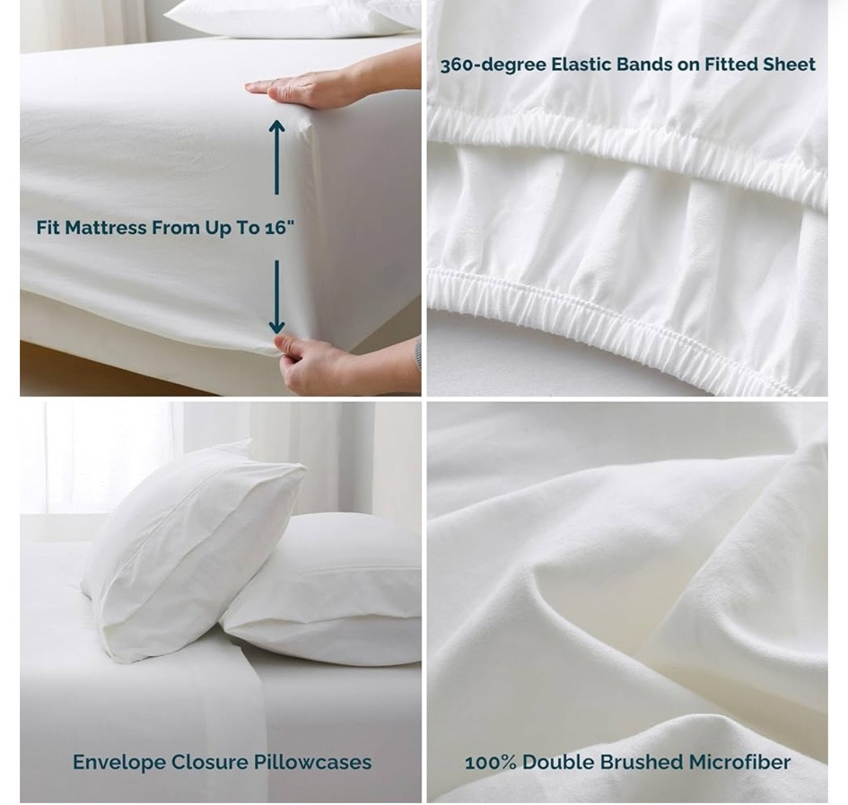 GOKOTTA King Size Sheets with Envelope Pillowcases, Soft Luxury Silky 16" Deep Pocket Fitted Sheet with 4 Elastic Corner Straps - 100% Double Brushed Microfiber - Wrinkle, Tear and Fade Resistant

#LTKSaleAlert #LTKHome #LTKStyleTip