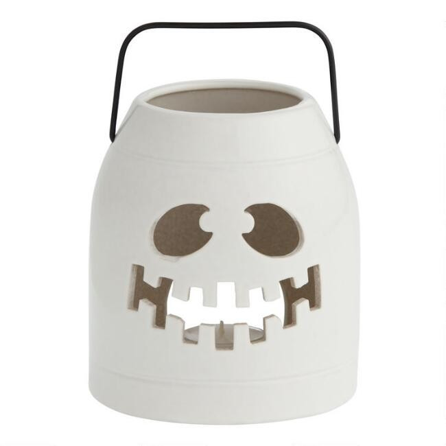 Pier Place White Ceramic Mummy Lantern | World Market