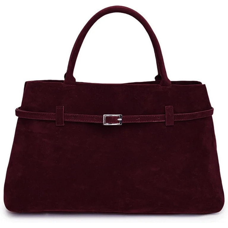 Suede Handbag Retro Suede Purse for Womens Suede Tote Bags Fashion Shoulder Purse Brown Top-Handl... | Walmart (US)