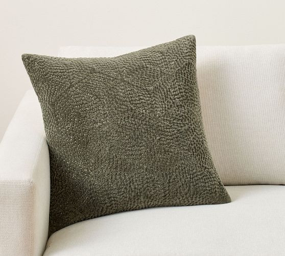 Follette Quilted Velvet Pillow | Pottery Barn (US)