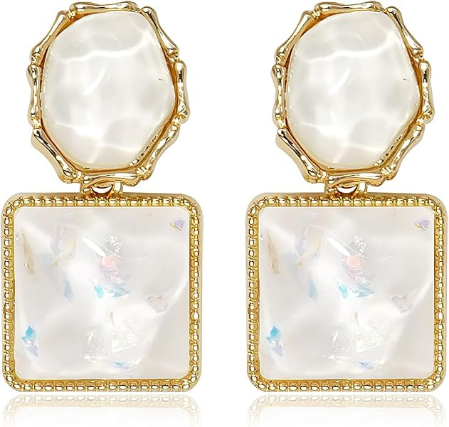 Acrylic Earrings for Women Asymmetrical Resin Dangle Drop Earrings Boho Water Ripple Earring | Amazon (US)