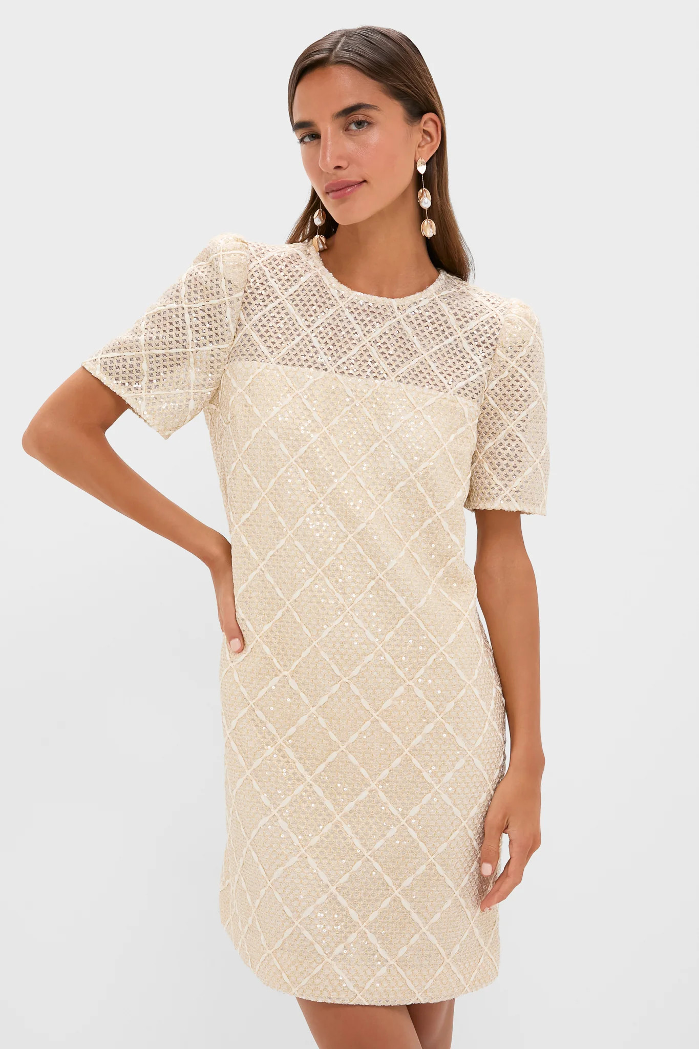 Ivory Sequin Janelle Mini Dress | Tuckernuck (US)