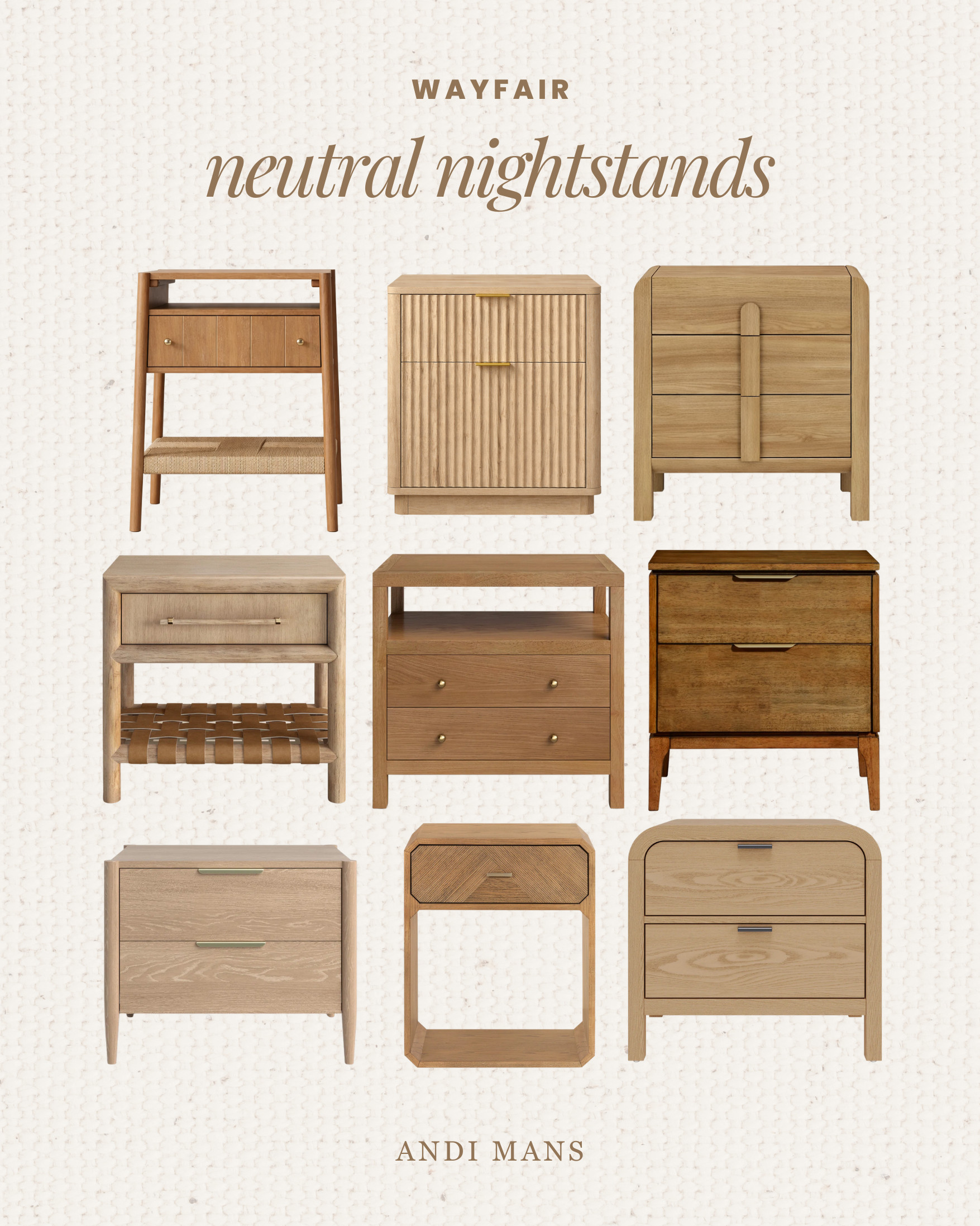 If you’re looking for neutral wooden nightstands that feel elevated but still affordable, Wayfair has so many good options 🤎 I always look for warm wood tones, clean lines, and pieces that blend seamlessly into a calm, earthy bedroom. These are perfect for creating that timeless, lived-in look without overspending. Save this for your next bedroom refresh ✨ #wayfairfinds #nightstand #bedroomdecor #neutralhome 

 #LTKSeasonal #LTKHome #LTKSaleAlert