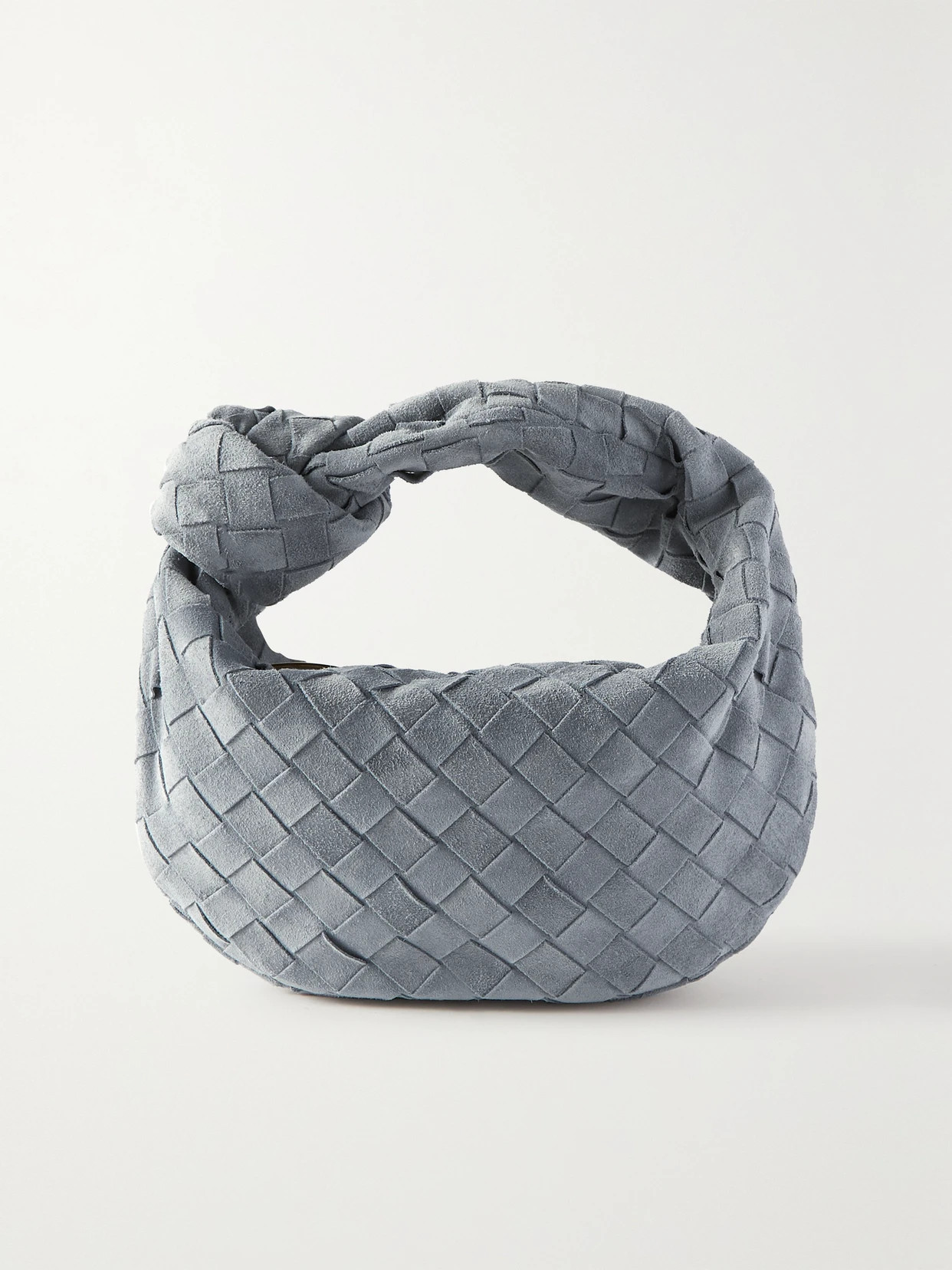 Bottega Veneta - Jodie Mini Knotted Intrecciato Suede Tote - Gray | NET-A-PORTER (US)