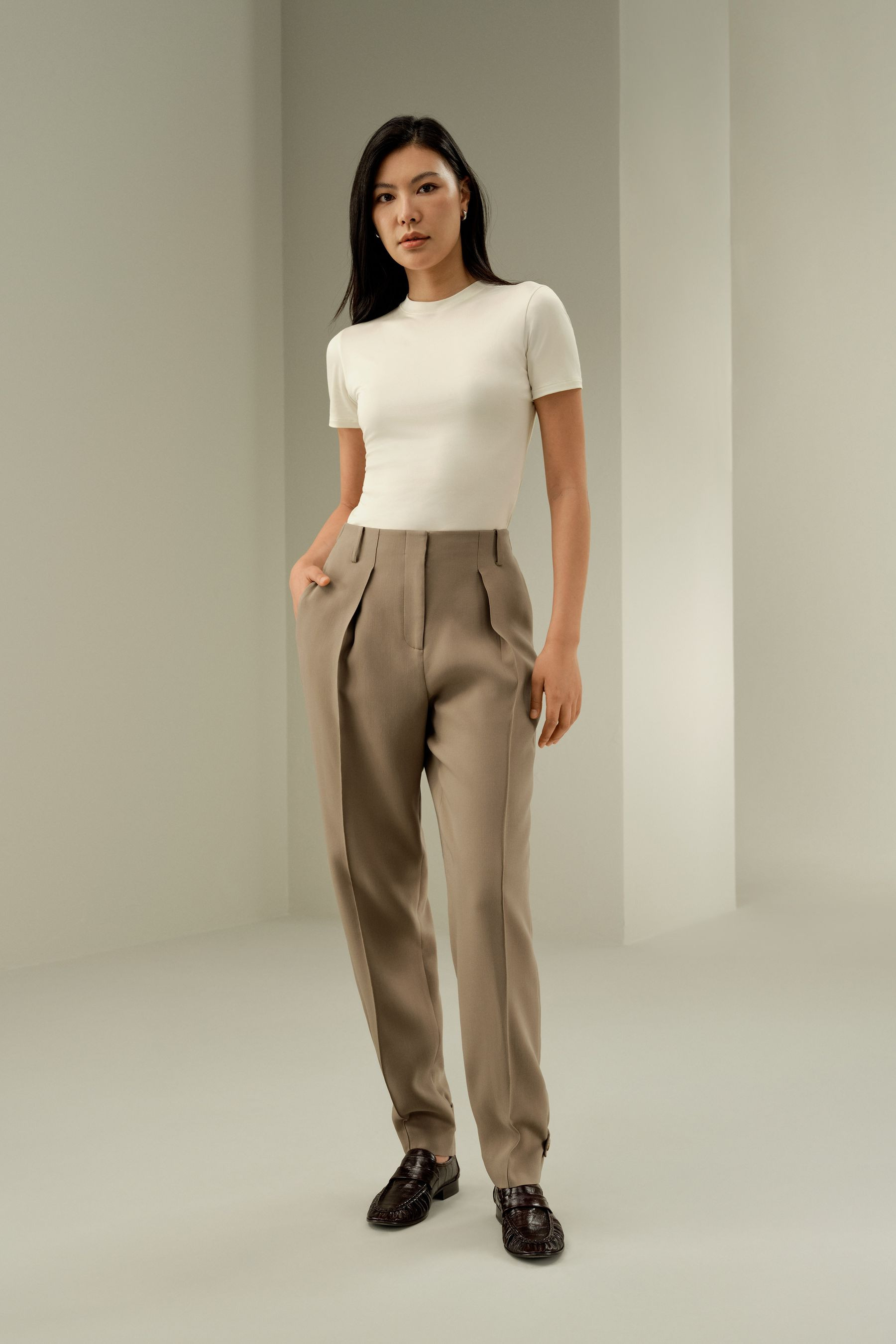 Seide-Mix Hose mit  Barrel-Bein | LilySilk