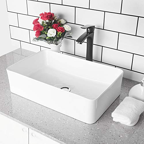 GhomeG 21"x13.5" Bathroom Rectangle Above White Porcelain Ceramic Vessel Vanity Sink Art Basin | Amazon (US)