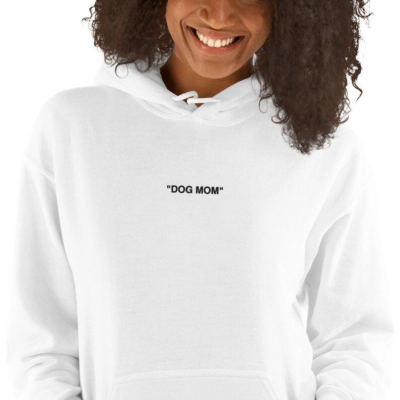 DOG MOM Hoodie  Unisex White Embroidered Sweatshirt  Minimal | Etsy | Etsy (US)