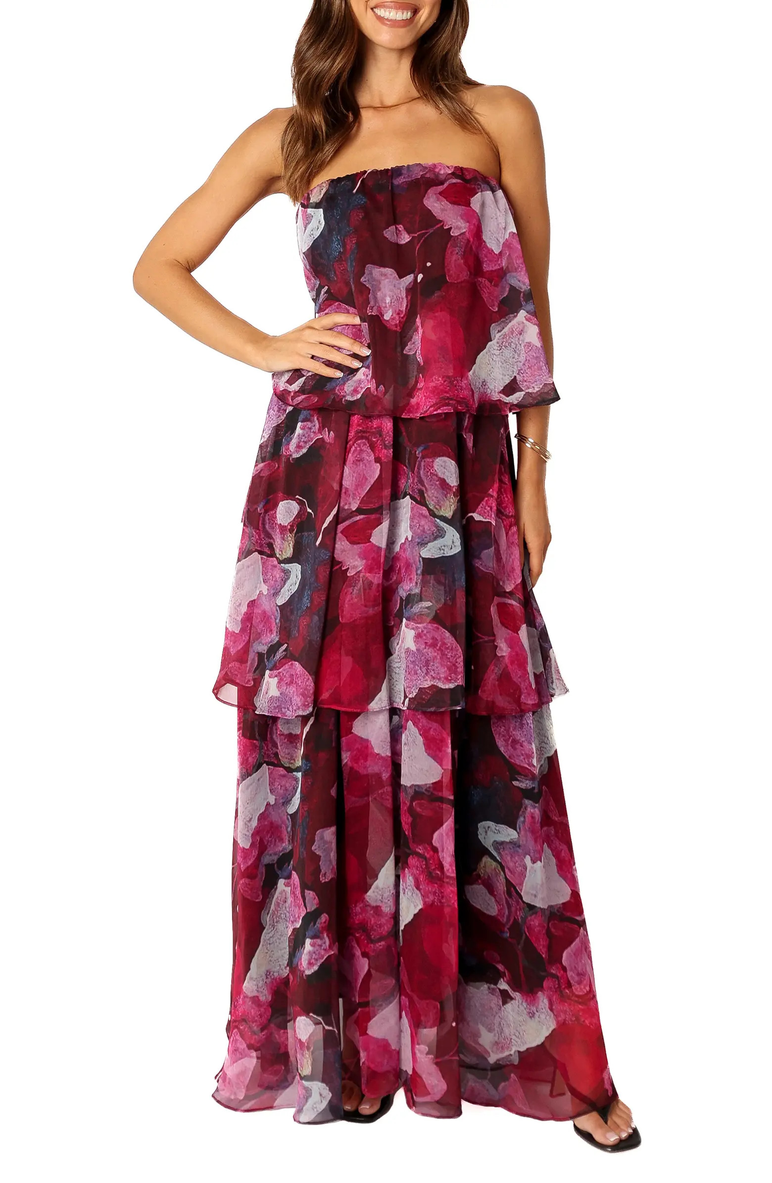 Bloom Strapless Tiered Chiffon Maxi Dress | Nordstrom