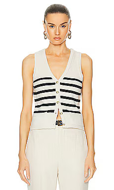 L'Academie by Marianna Calanth Striped Vest in Cream & Black from Revolve.com | Revolve Clothing (Global)