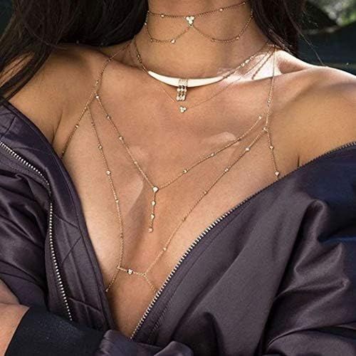 Asooll Crystal Rhinestone Bead Body Chain Harness Body Jewelry Bikini Bra Infinite Personality Bo... | Amazon (US)