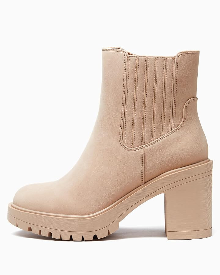 Womems Platform Lug Sole Ankle Boots Chunky Block Heel Seam Booties Combat Cozy Round Toe Chelsea... | Amazon (US)