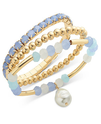 On 34th Gold-Tone 3-Pc. Set Beaded Stretch Bracelets, Exclusively at Macy's - Macy's | Macy's