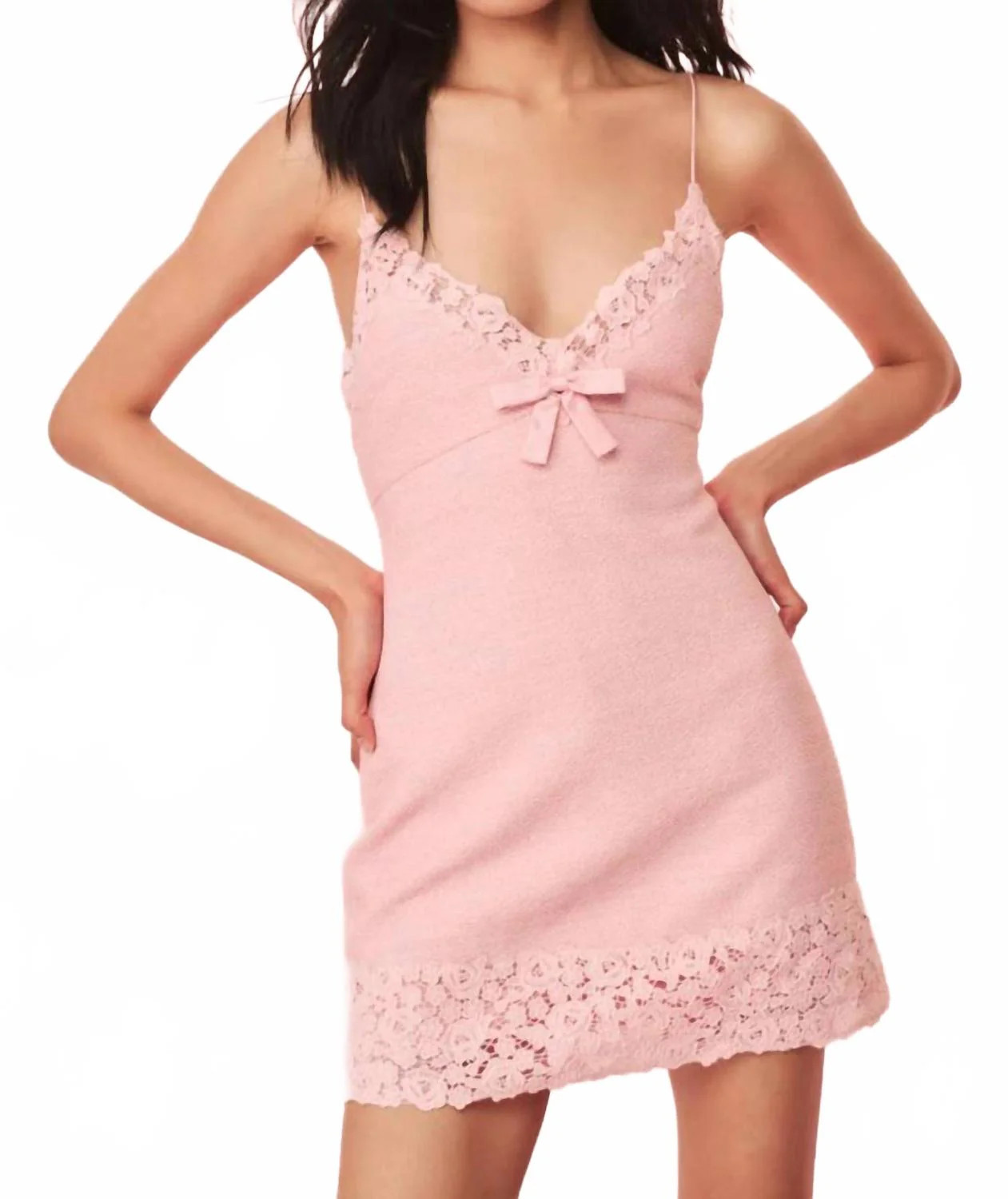 Meva Tweed Lace-Trimmed Mini Dress In Strawberry Spritz | Shop Simon