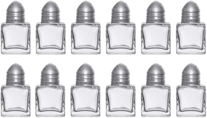 (Set of 12) Mini Salt and Pepper Shakers, 0.5 oz / 1/2 oz Glass Cube Body Restaurant Salt and Pep... | Amazon (US)
