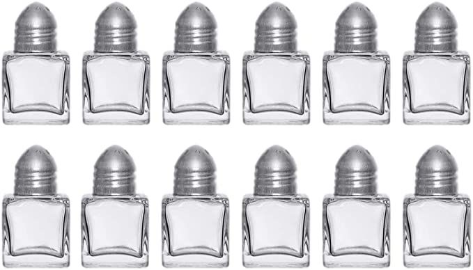 (Set of 12) Mini Salt and Pepper Shakers, 0.5 oz / 1/2 oz Glass Cube Body Restaurant Salt and Pep... | Amazon (US)