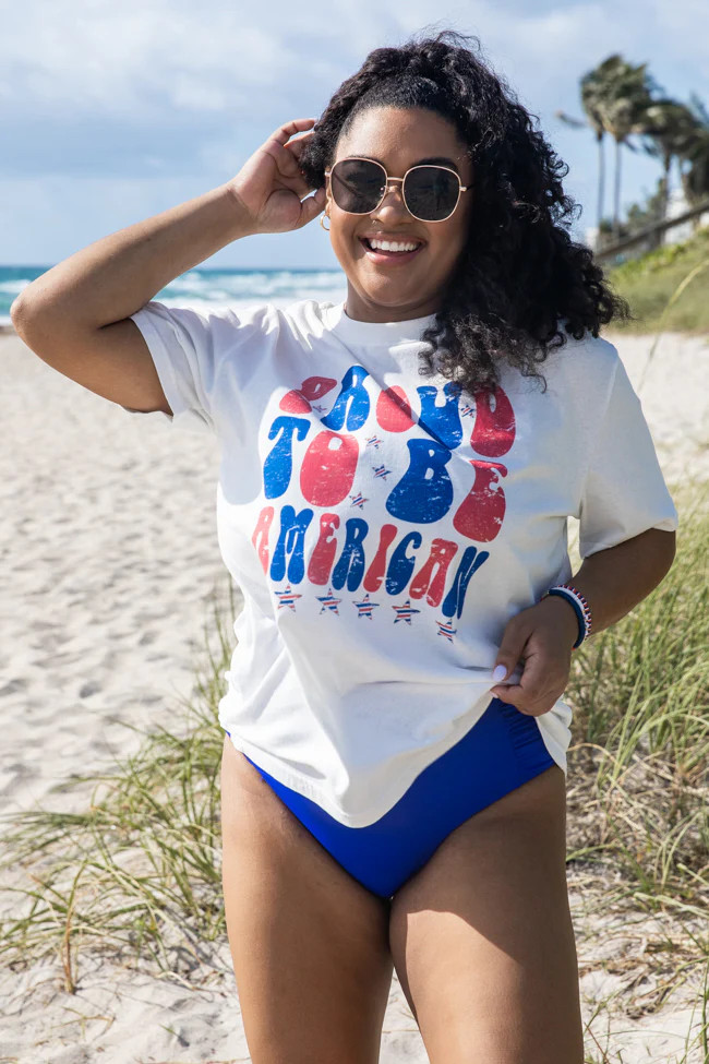 Proud to be American White Oversized Graphic Tee | Pink Lily